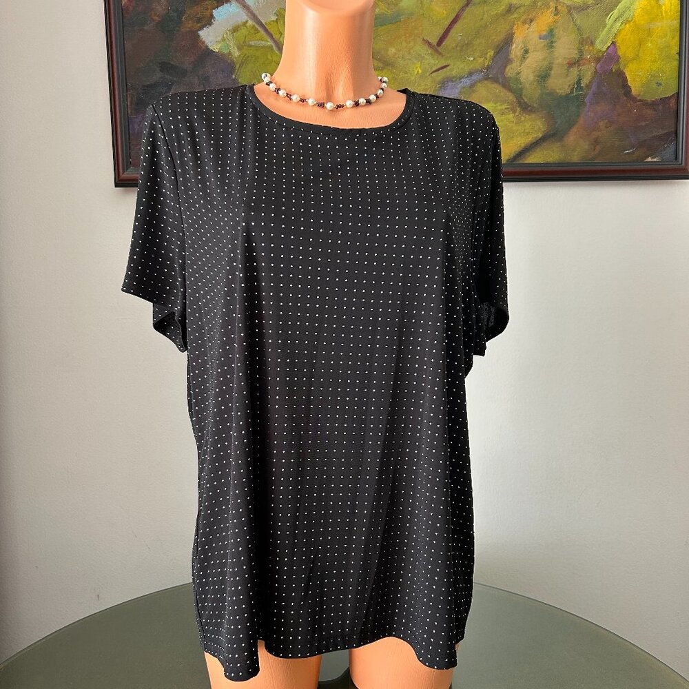 Karl Lagerfeld NWT Black Bedazzled Short-Sleeve Top